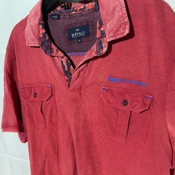Buffalo David Bitton Polo Shirt Red LIKE NEW - Picture 3 of 9